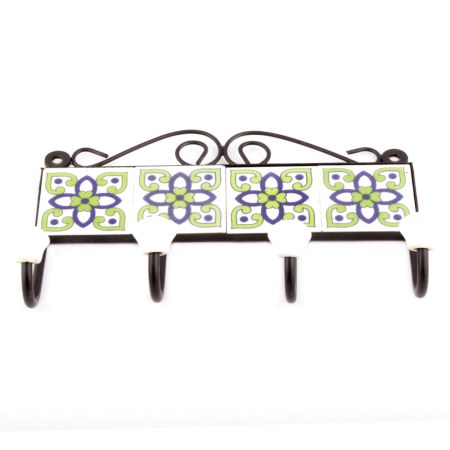 White Navy Blue Floral Ceramic Tiles Hooks Online